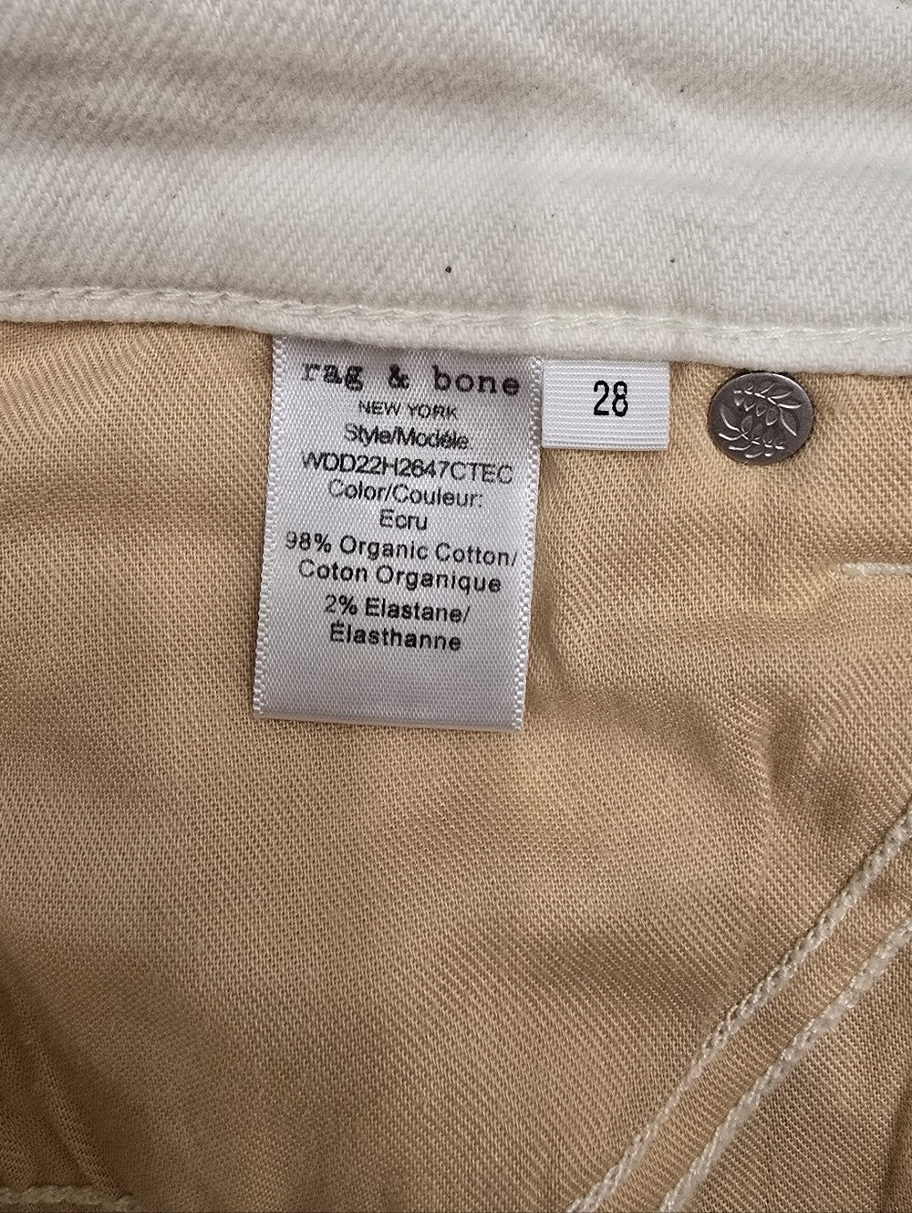 RAG & BONE Nina High-Rise Ankle Cigarette Jeans In Ecru 28 - Picture 7 of 9